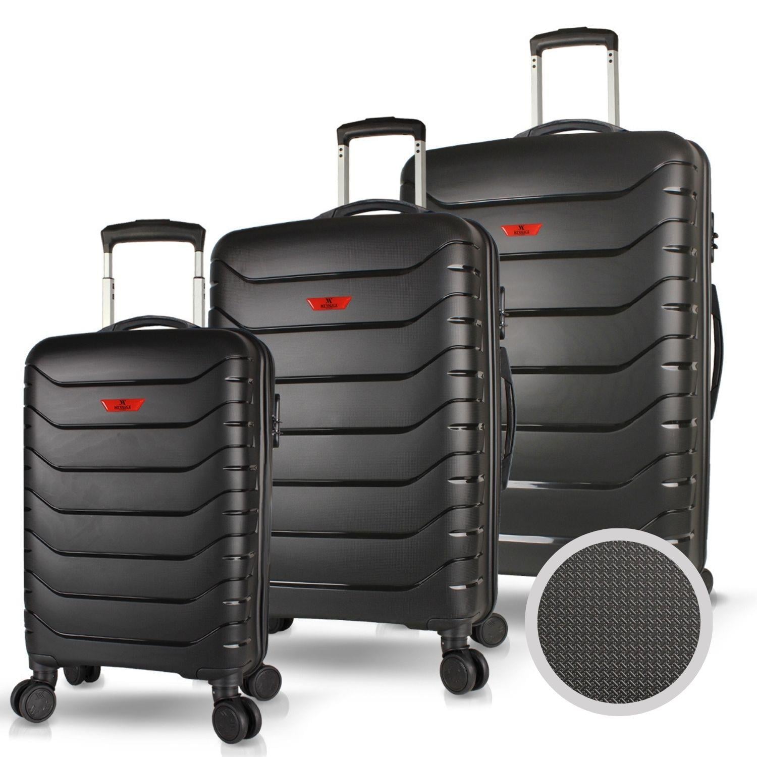 My Valice Solid PP Polipropilen Kırılmaz Kabin Orta ve Büyük Boy Siyah 3'lü Valiz Seti