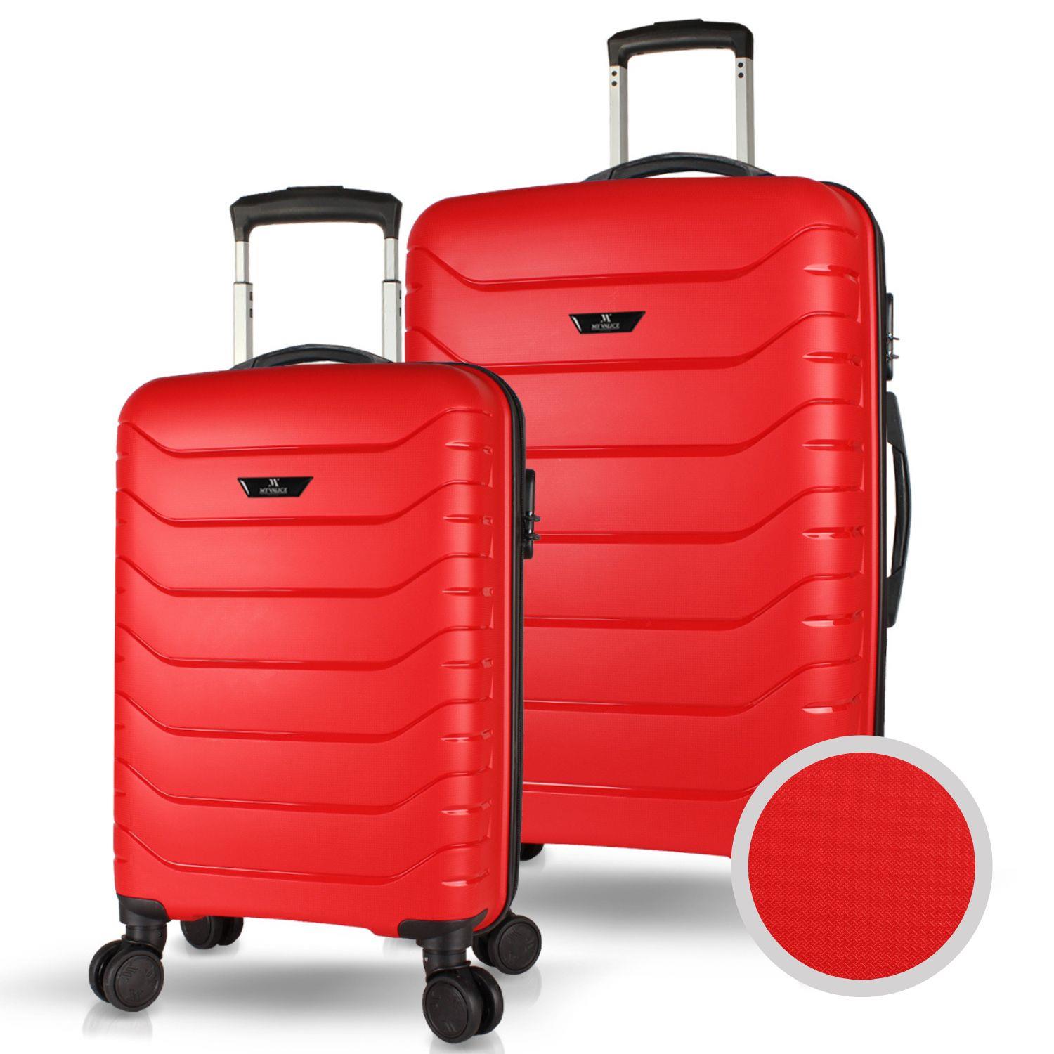 My Valice Solid PP Polipropilen Kırılmaz Kabin ve Büyük Boy Kırmızı 2'li Valiz Seti