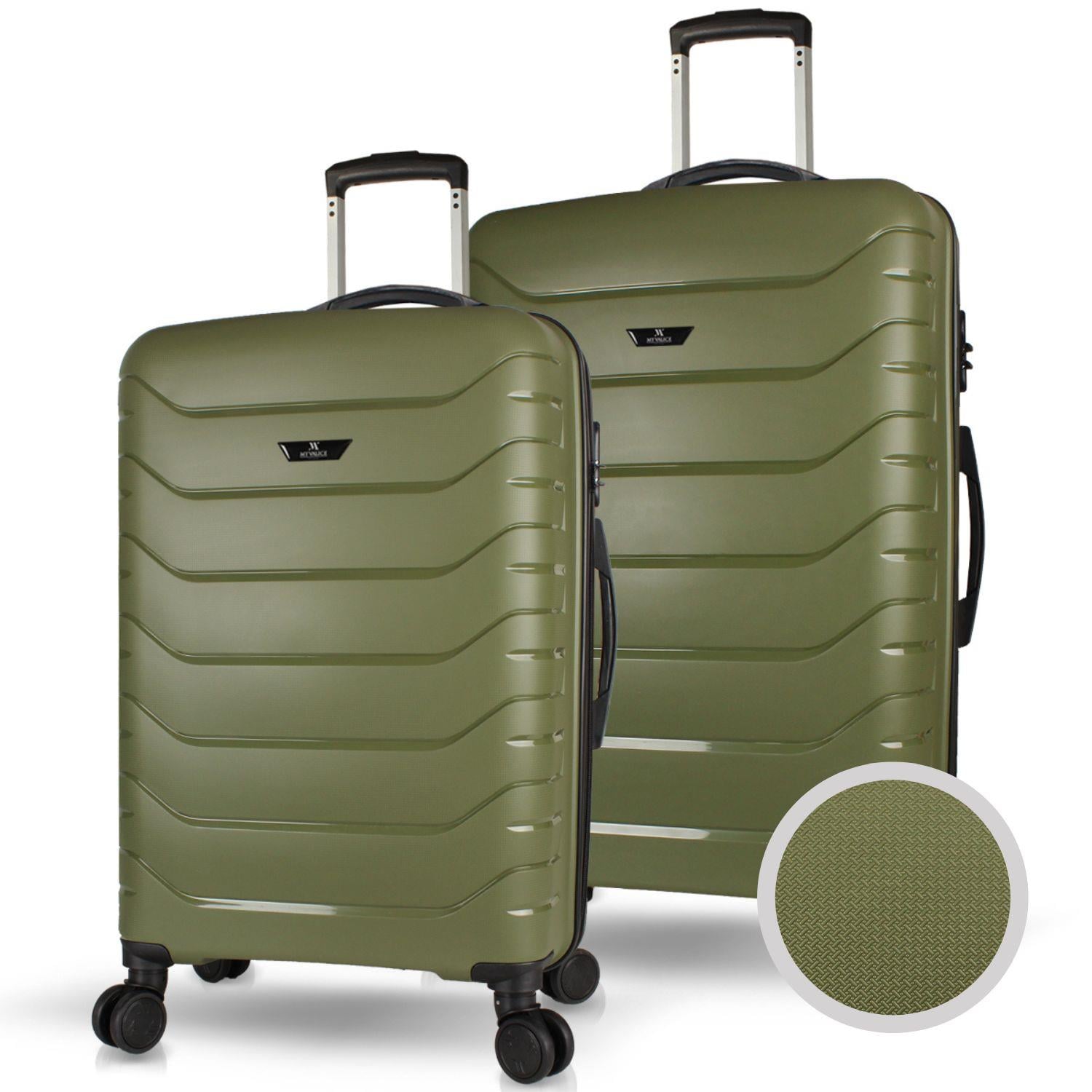 My Valice Solid PP Polipropilen Kırılmaz Orta ve Büyük Boy Haki 2'li Valiz Seti