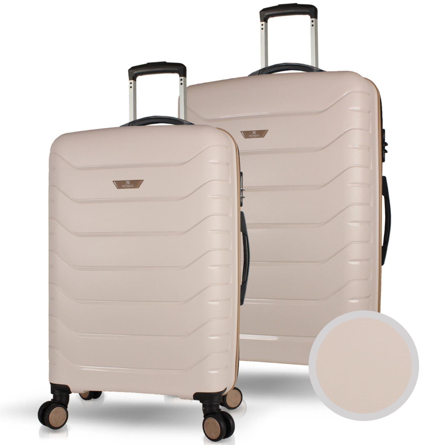 My Valice Solid PP Polipropilen Kırılmaz Orta ve Büyük Boy Krem 2'li Valiz Seti