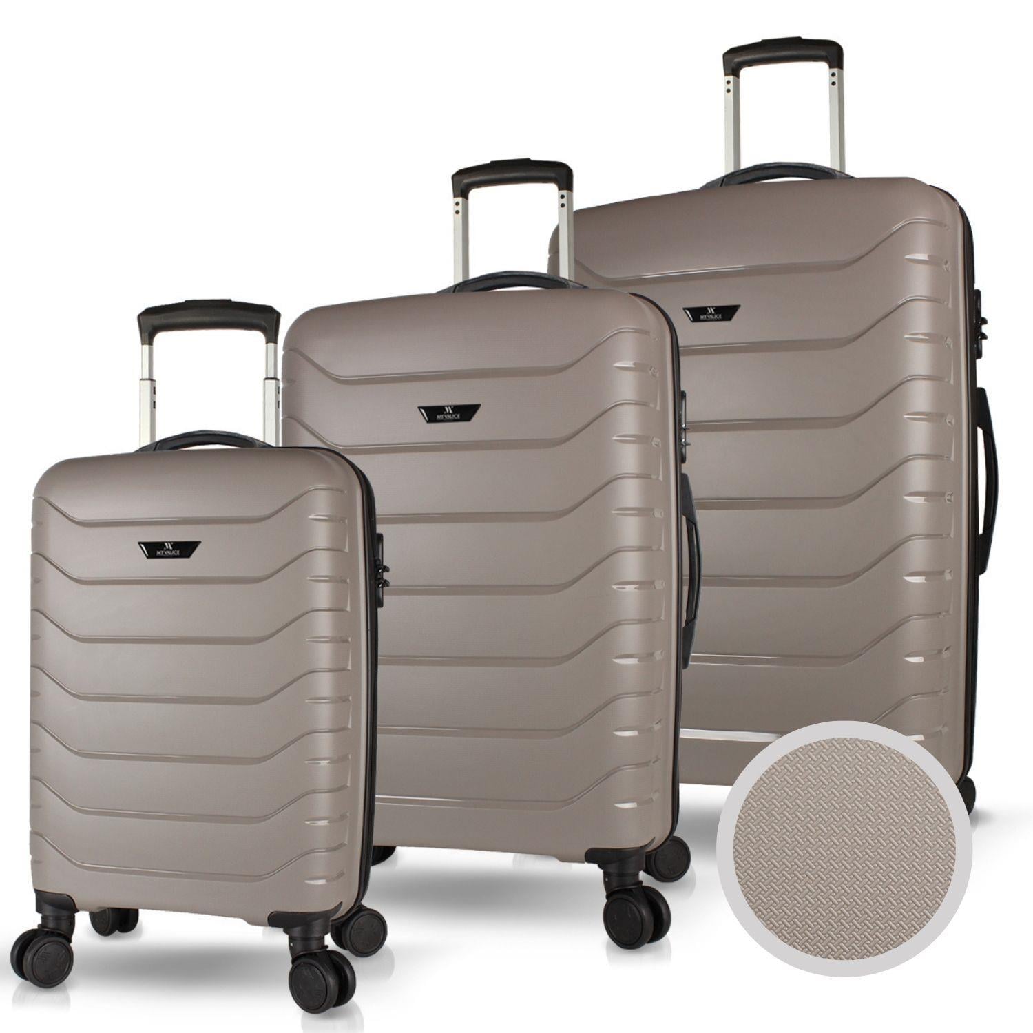 My Valice Solid PP Polipropilen Kırılmaz Kabin Orta ve Büyük Boy Platin Gri 3'lü Valiz Seti