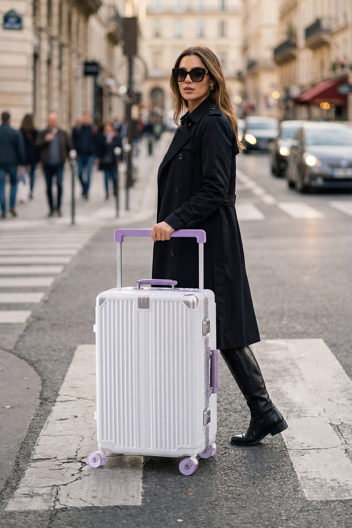 Zeplin Boxy PC Policarbon Orta Boy Valiz Beyaz-Mor