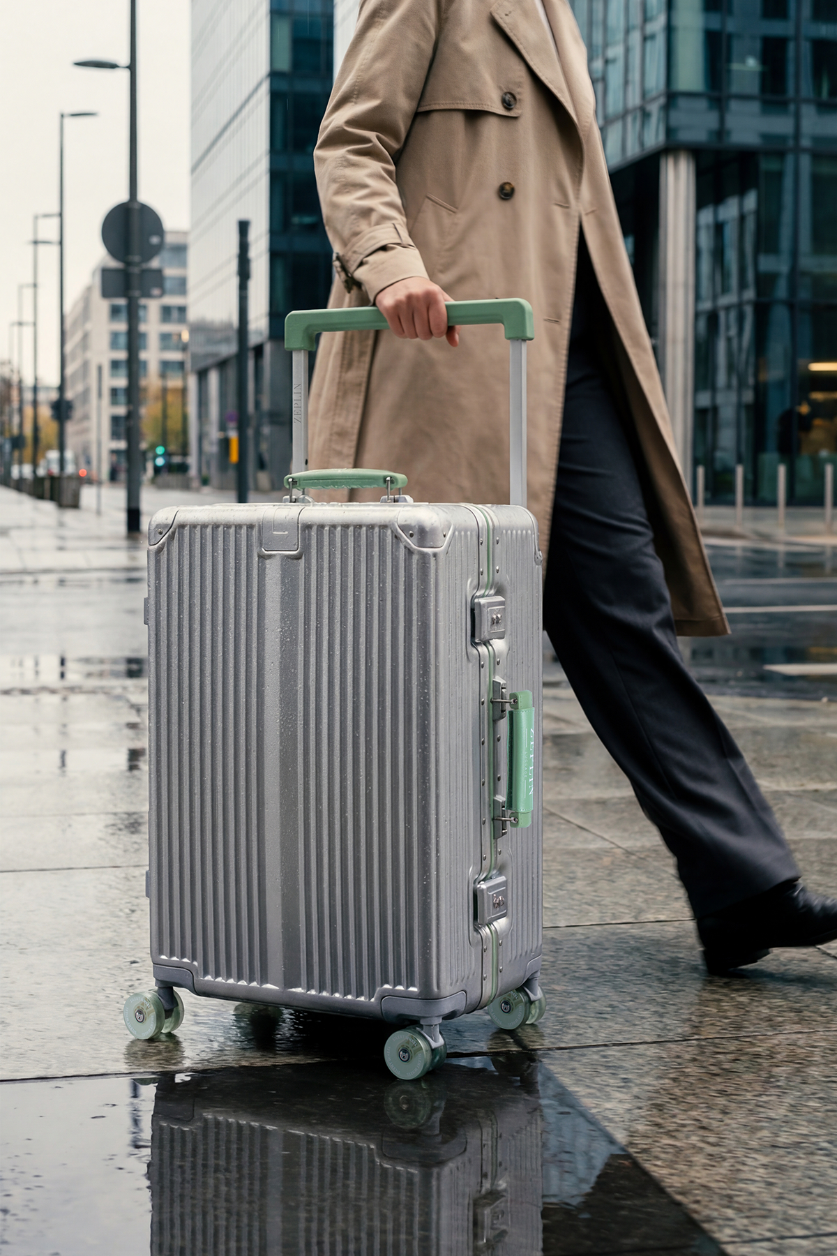 Zeplin Boxy PC Policarbon Orta Boy Valiz Silver-Yeşil