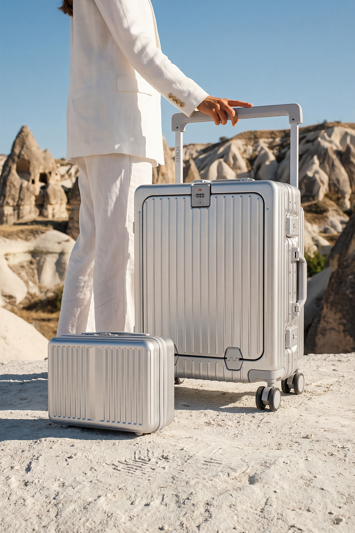 Zeplin Bold PC Policarbon 2'li Valiz Seti (Kabin ve Makyaj) Silver