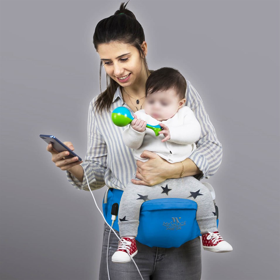 My Valice Carry Bel Destekli Ana Kucağı Bebek Taşıyıcı Kanguru Mavi | My  Valice