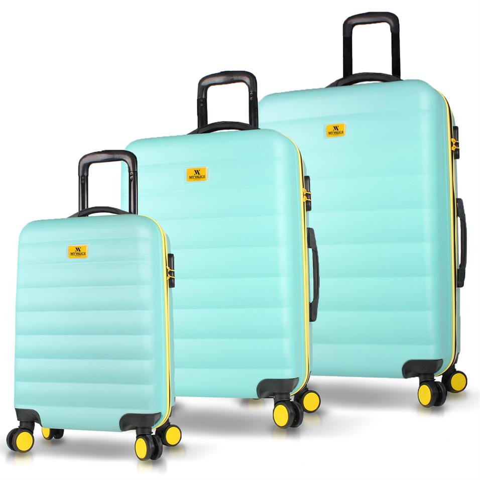 My Valice Colors Abs Kabin Orta ve Büyük Boy Mint Yeşili 3'lü Valiz Seti