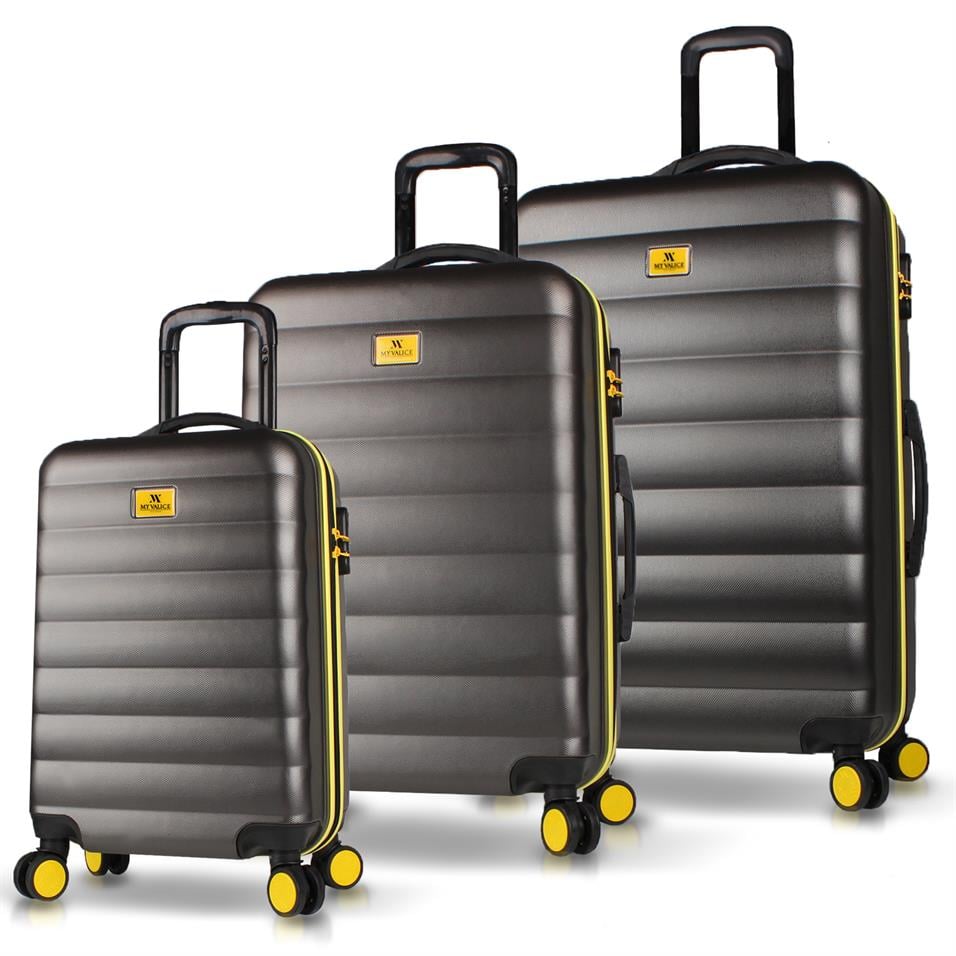My Valice Colors Abs Kabin Orta ve Büyük Boy Antrasit 3'lü Valiz Seti