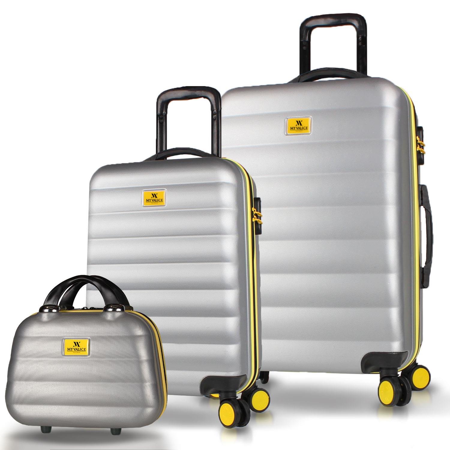 My Valice Colors Abs Makyaj Kabin ve Orta Boy Gri 3'lü Valiz Seti