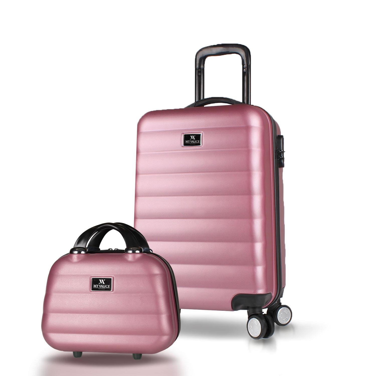 My Valice Colors Abs Makyaj ve Kabin Boy Rose Gold  2'li Valiz Seti
