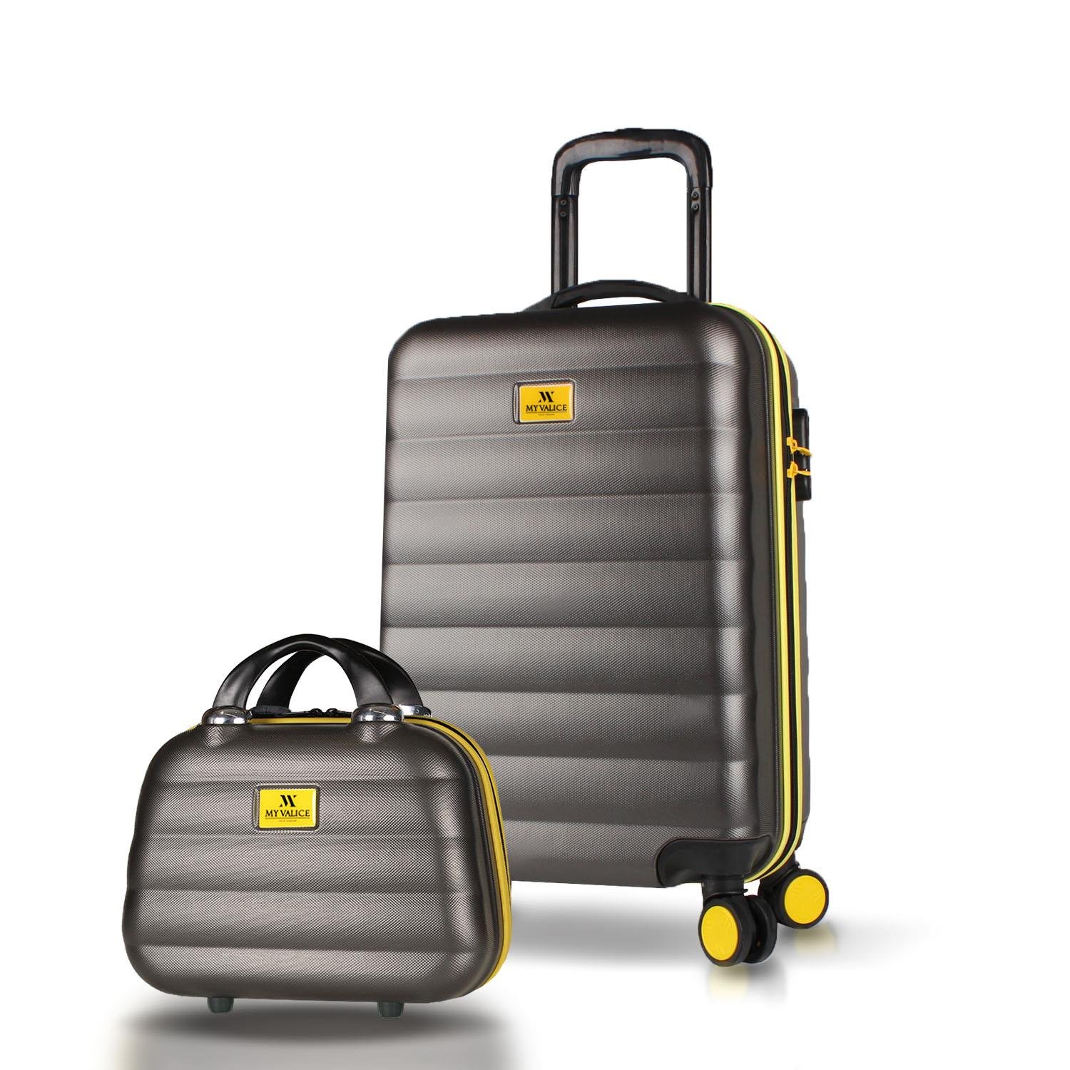 My Valice Colors Abs Makyaj ve Kabin Boy Antrasit  2'li Valiz Seti