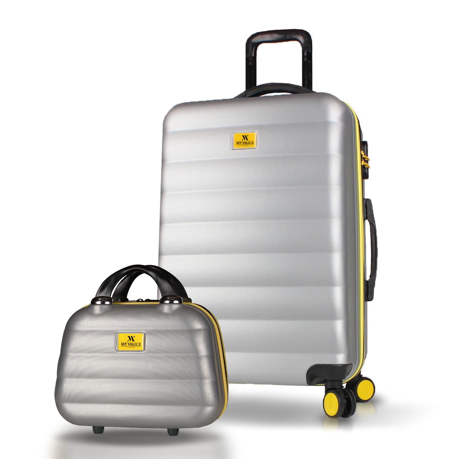 My Valice Colors Abs Makyaj ve Orta Boy Gri  2'li Valiz Seti