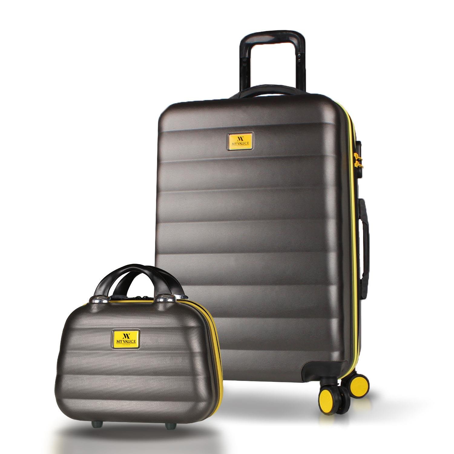 My Valice Colors Abs Makyaj ve Orta Boy Antrasit  2'li Valiz Seti