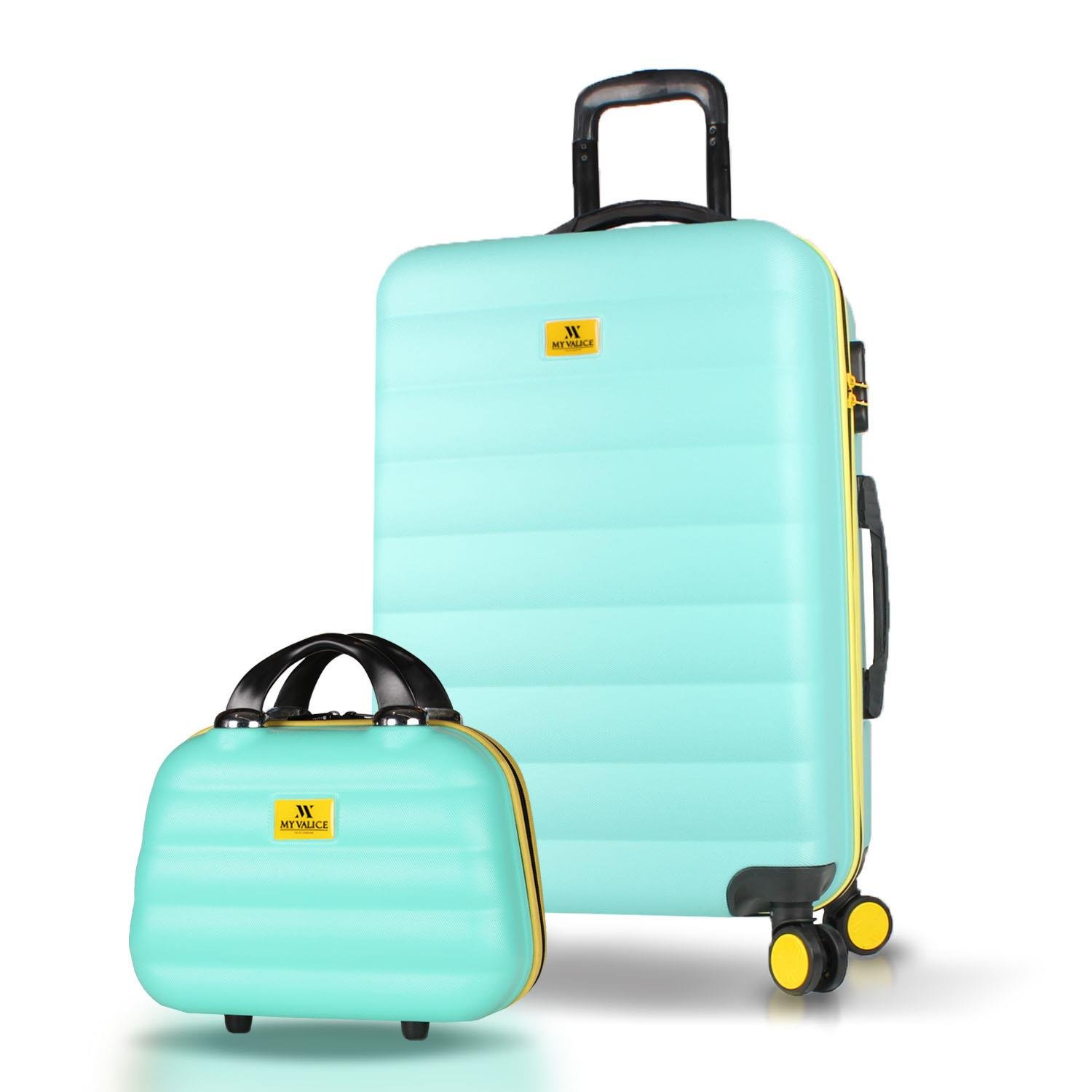 My Valice Colors Abs Makyaj ve Orta Boy Mint Yeşili  2'li Valiz Seti