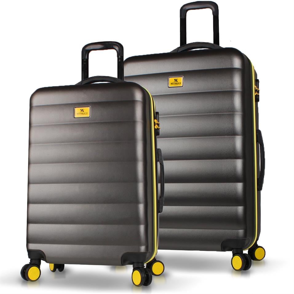 My Valice Colors Abs Orta ve Büyük Boy Boy Antrasit  2'li Valiz Seti