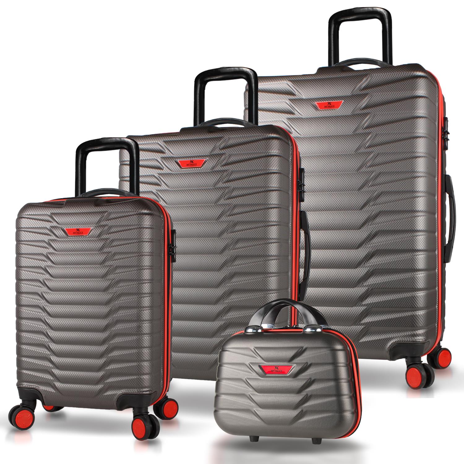 My Valice Croc Abs Kabin Orta Büyük ve Makyaj Boy Antrasit 4'lü Travel Valiz Seti