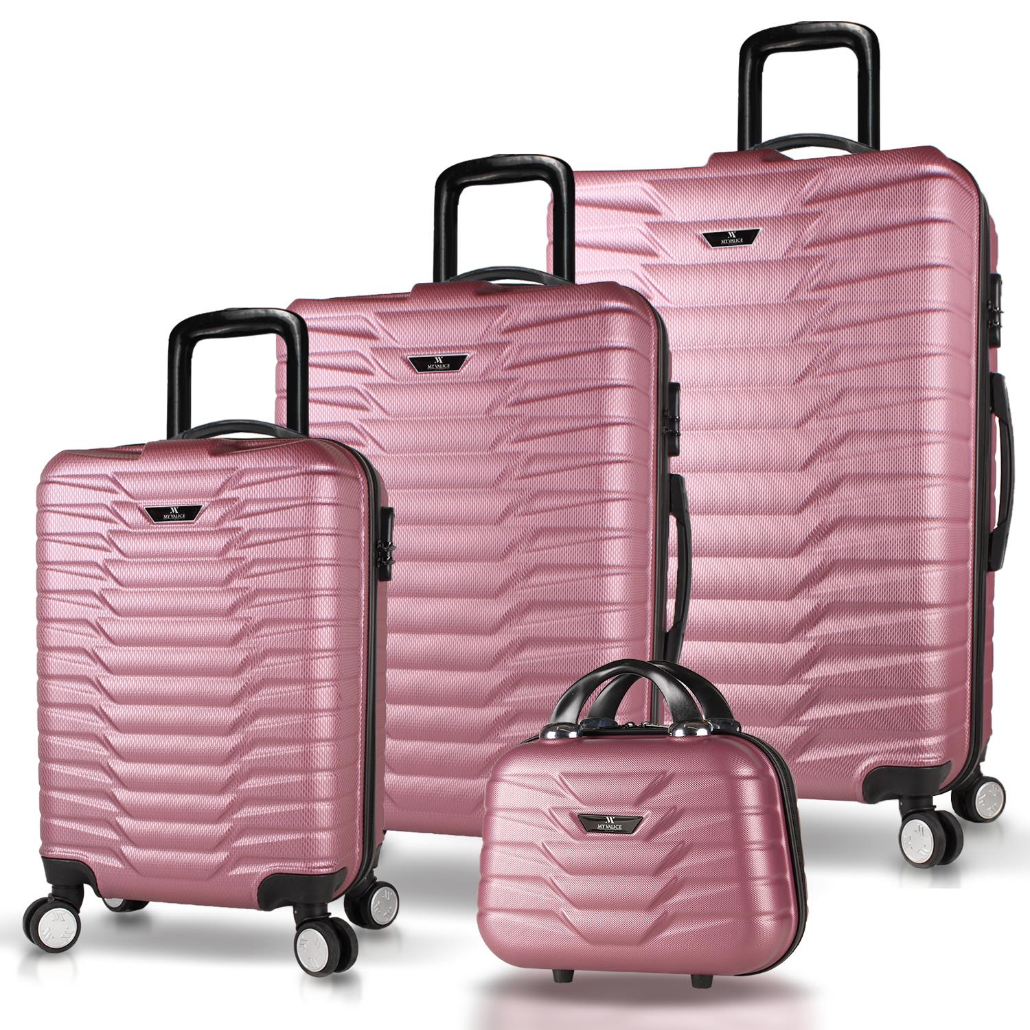 My Valice Croc Abs Kabin Orta Büyük ve Makyaj Boy Rose Gold 4'lü Travel Valiz Seti