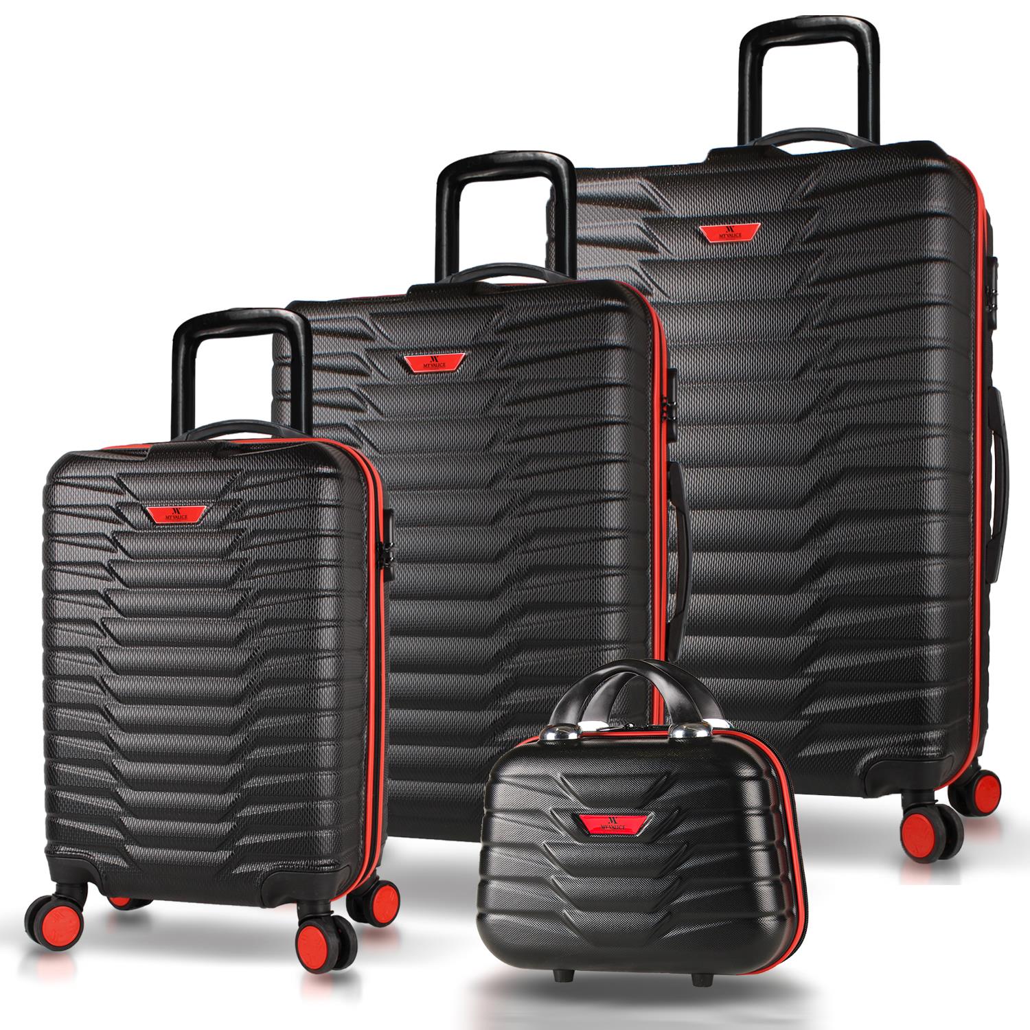 My Valice Croc Abs Kabin Orta Büyük ve Makyaj Boy Siyah 4'lü Travel Valiz Seti