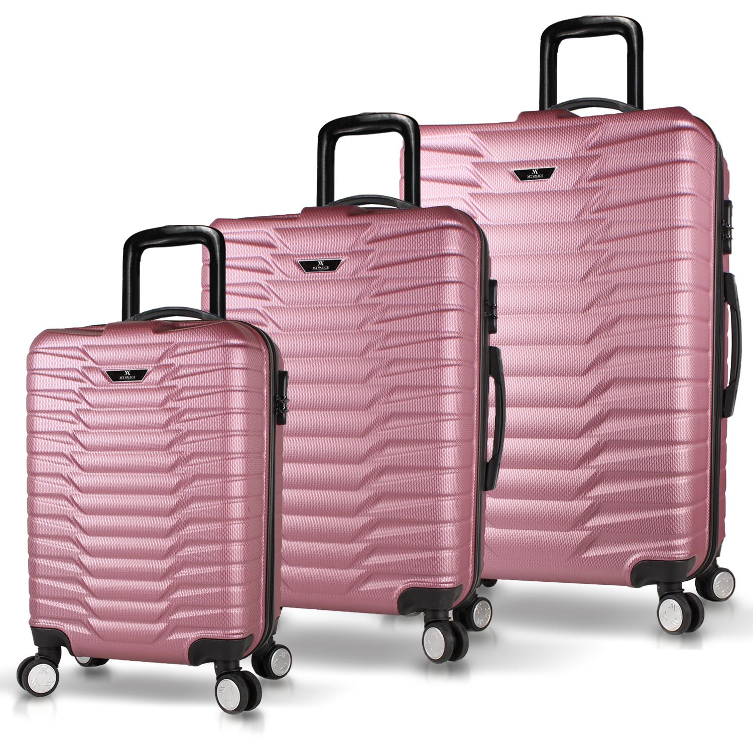 My Valice Croc Abs Cabin Medium ve Large Size Set of 3 Luggage Set Rose Gold