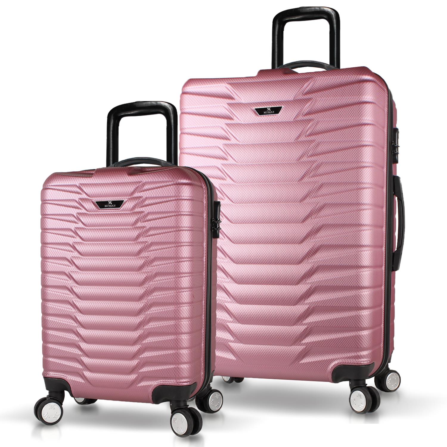 My Valice Croc Abs Cabin and Large Size Set of 2 Luggage Set Rose Gold