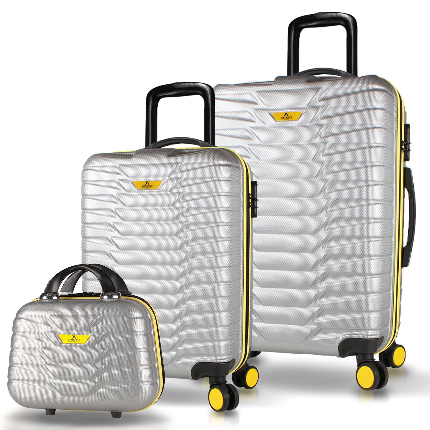 My Valice Croc Abs Makyaj Kabin ve Orta Boy Gri 3'lü Valiz Seti