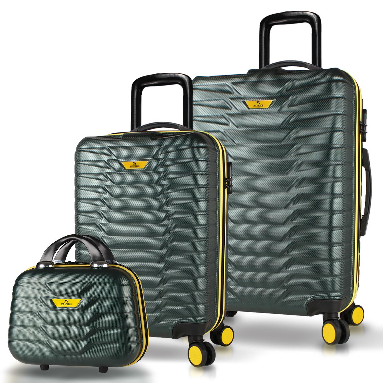 My Valice Croc Abs Makyaj Kabin ve Orta Boy Haki 3'lü Valiz Seti