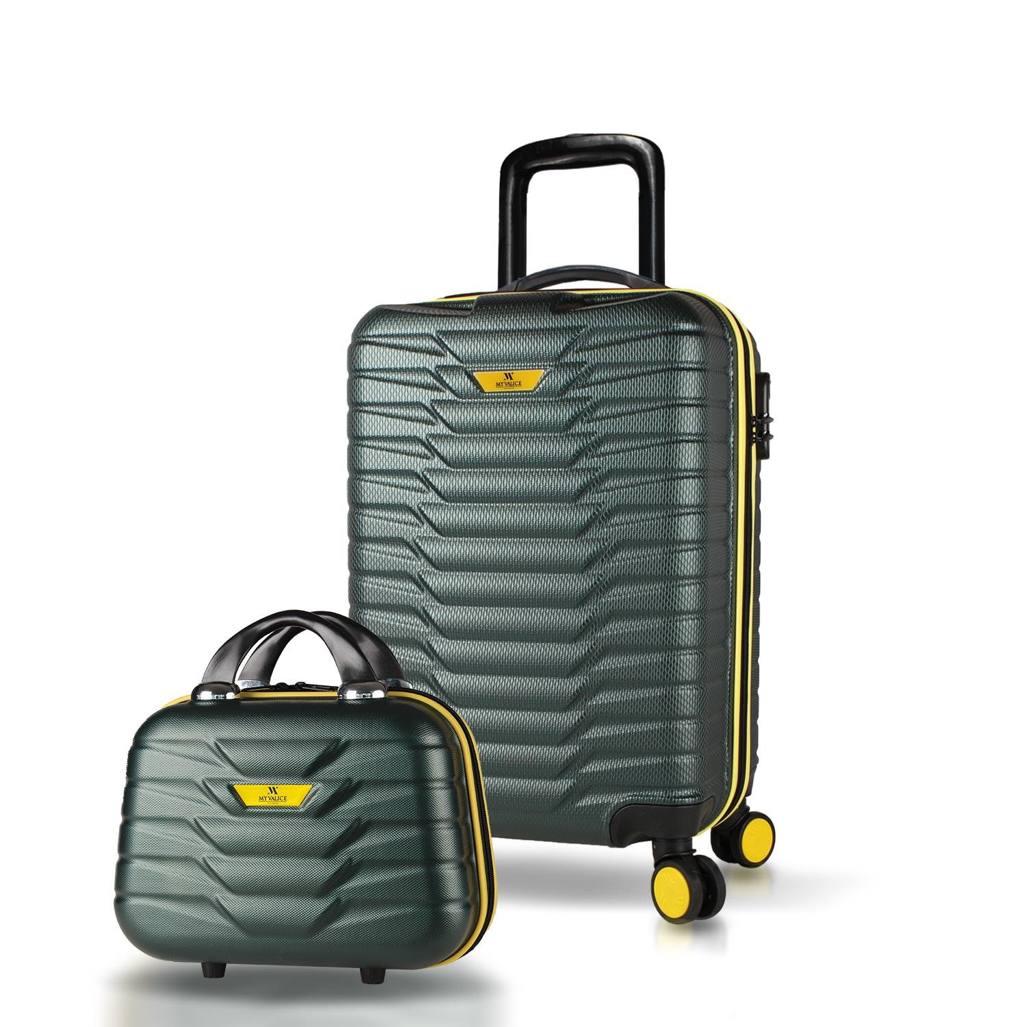 My Valice Croc Abs Makyaj ve Kabin Boy Haki  2'li Valiz Seti