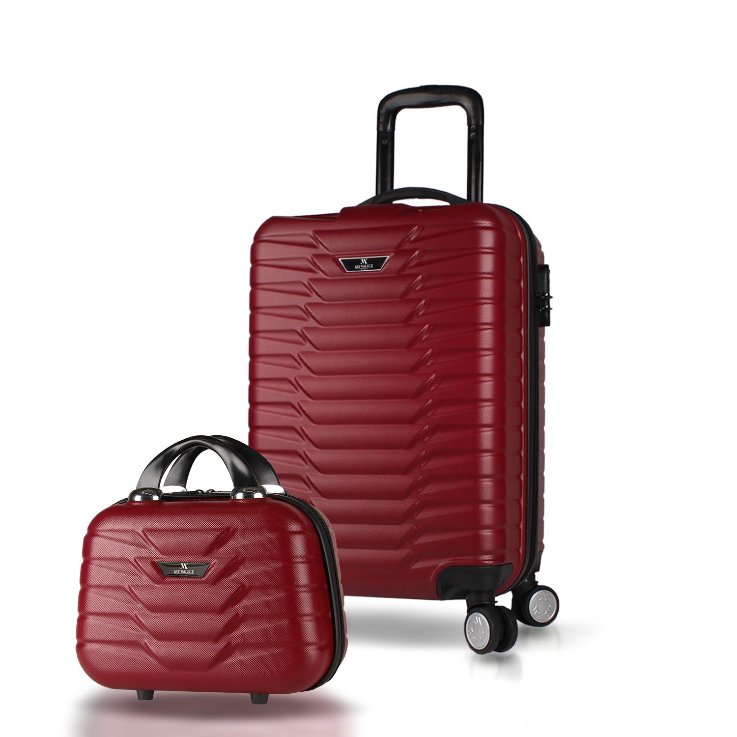 My Valice Croc Abs Makyaj ve Kabin Boy Bordo 2'li Valiz Seti