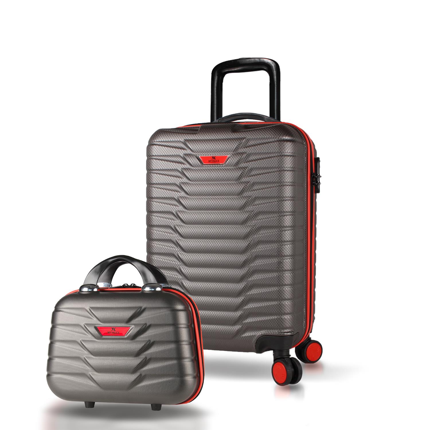 My Valice Croc Abs Makyaj ve Kabin Boy Antrasit 2'li Valiz Seti