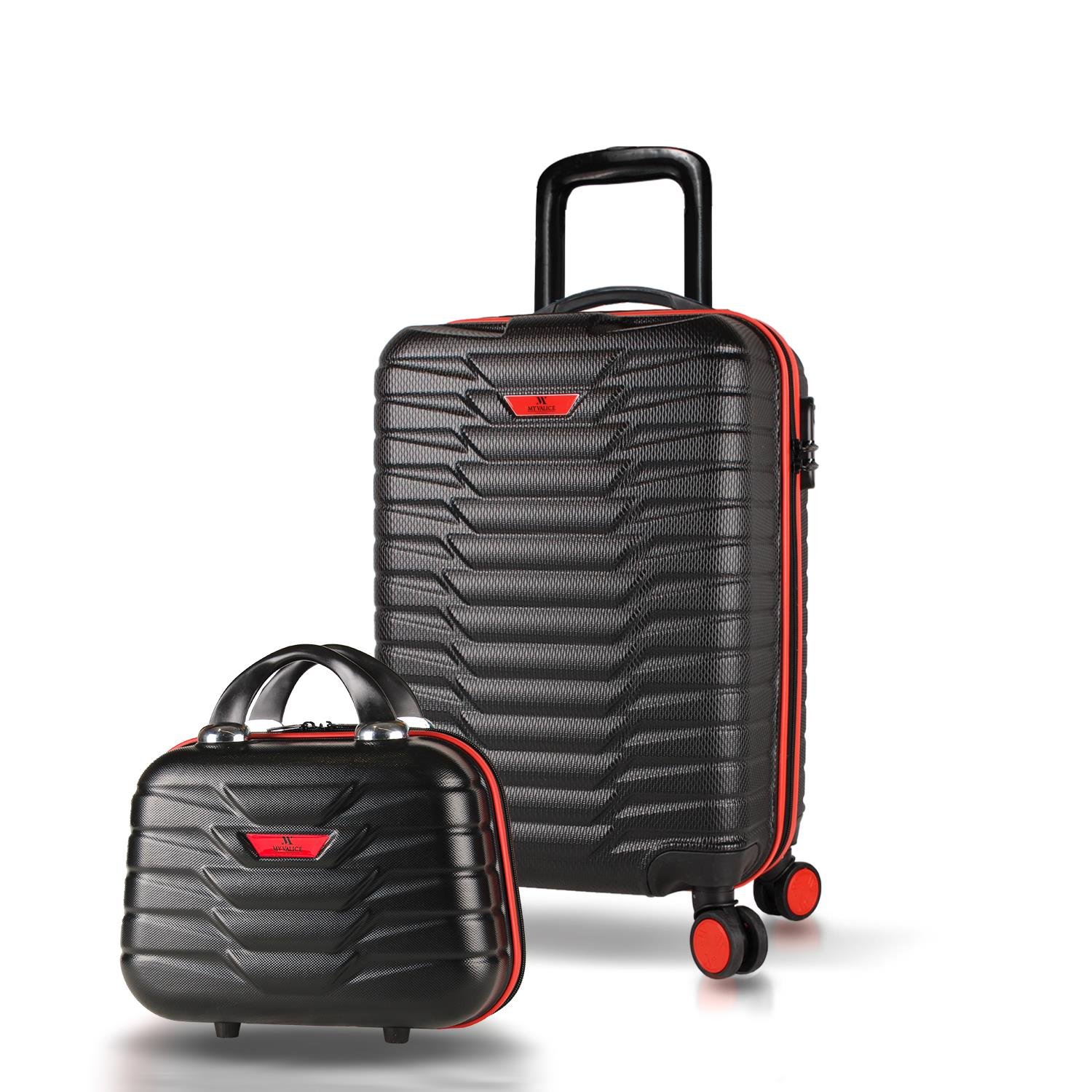 My Valice Croc Abs Makyaj ve Kabin Boy Siyah  2'li Valiz Seti