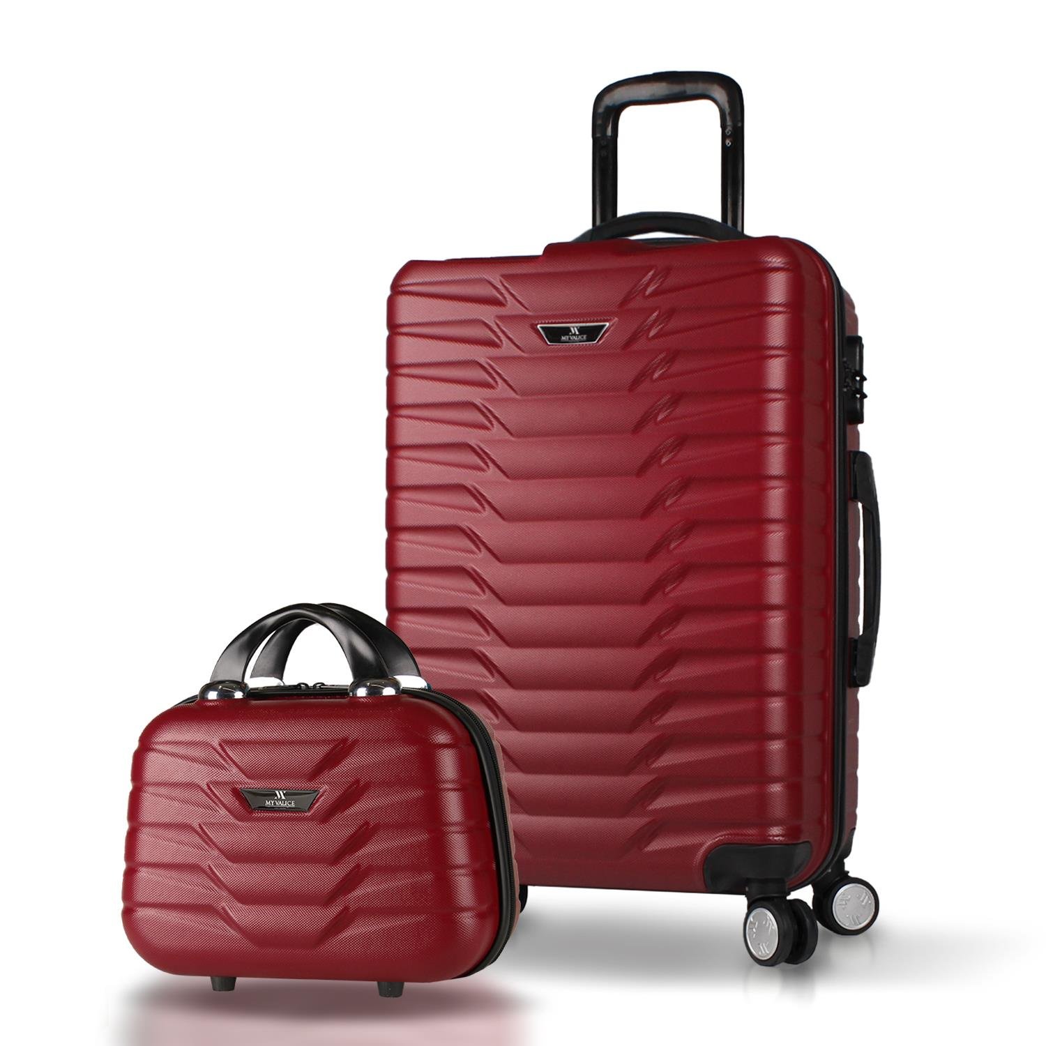 My Valice Croc Abs Makyaj ve Orta Boy Bordo 2'li Valiz Seti