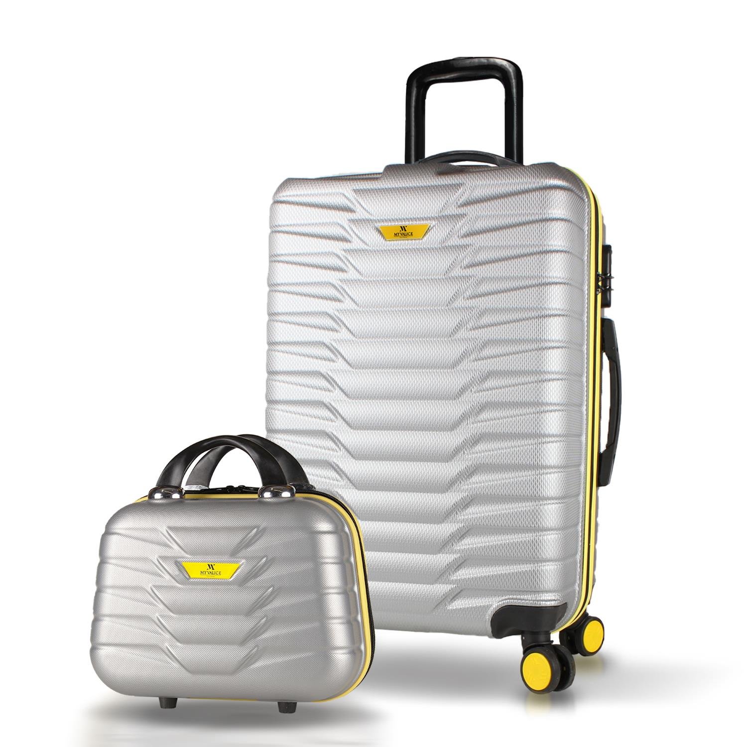 My Valice Croc Abs Makyaj ve Orta Boy Gri  2'li Valiz Seti