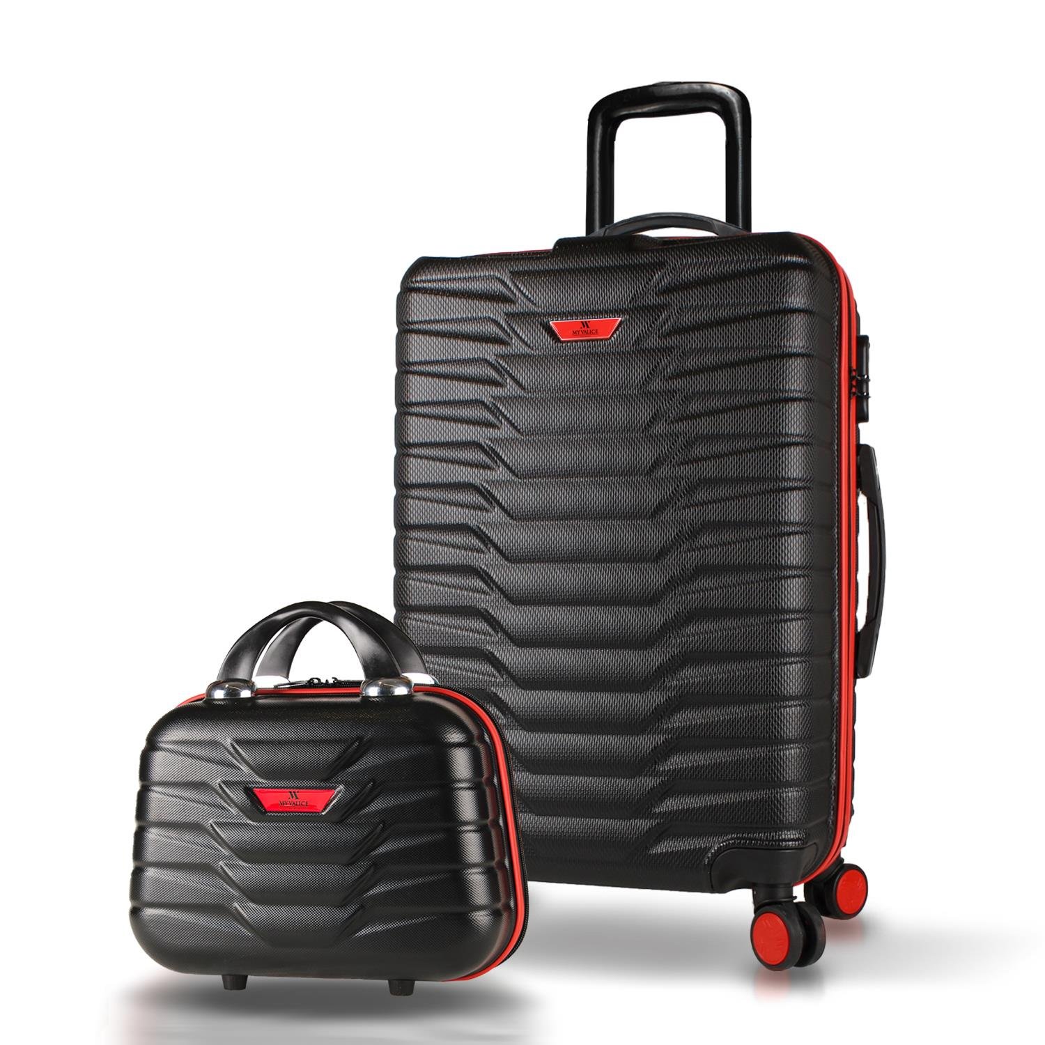 My Valice Croc Abs Makyaj ve Orta Boy Siyah  2'li Valiz Seti