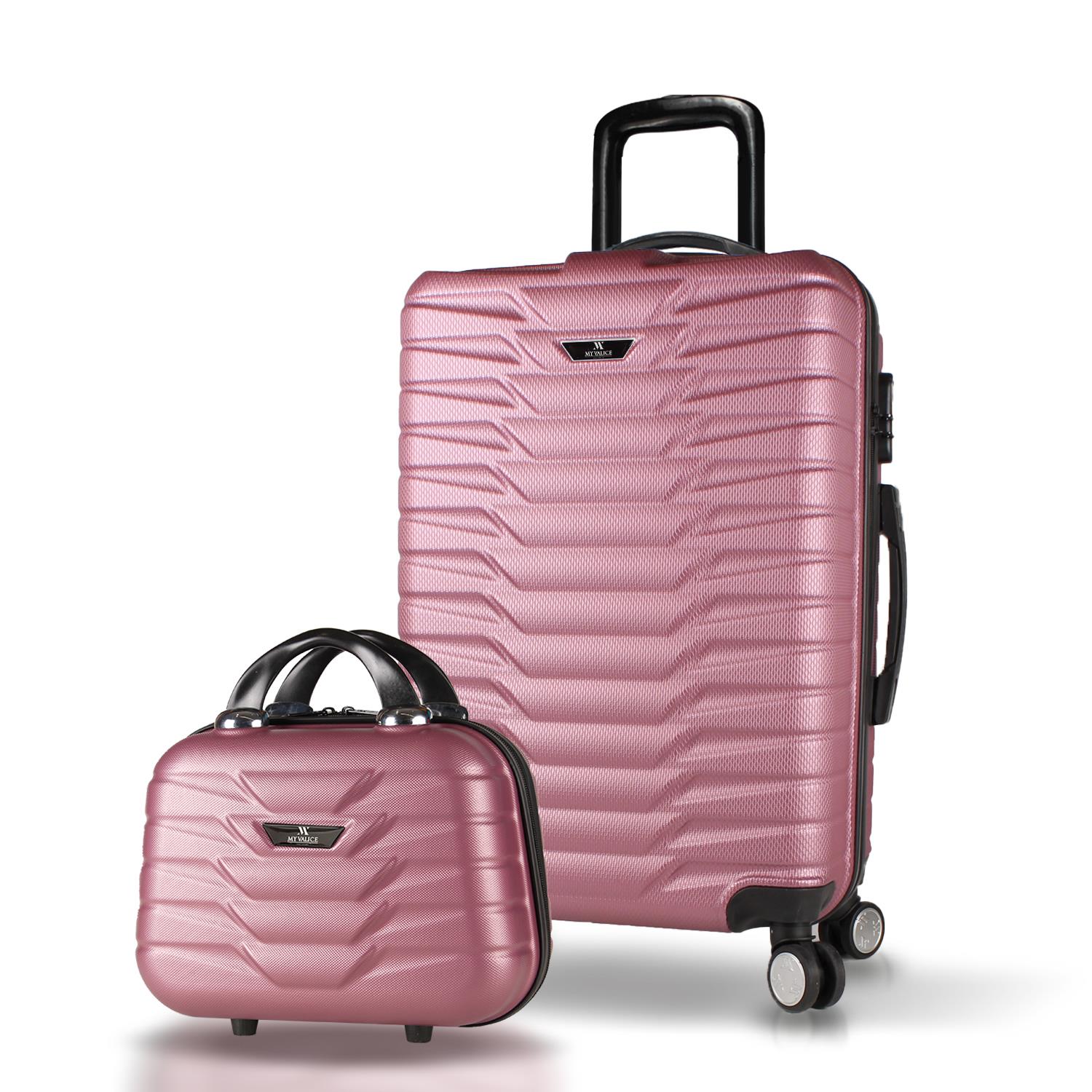 My Valice Croc Abs Makyaj ve Orta Boy Rose Gold  2'li Valiz Seti