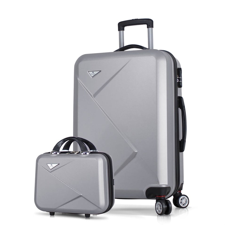 My Valice DIAMOND ABS Suitcase Set of 2 (Makeup& Medium) Grey