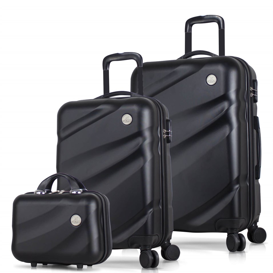 My Valice Elegance Abs 3'lü Valiz Seti (Makyaj + Kabin + Orta Boy) Siyah