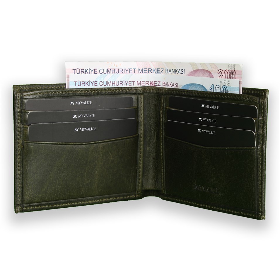 My Valice Men Genuine Leather Wallet and Card Holder 1814 Green | My Valice