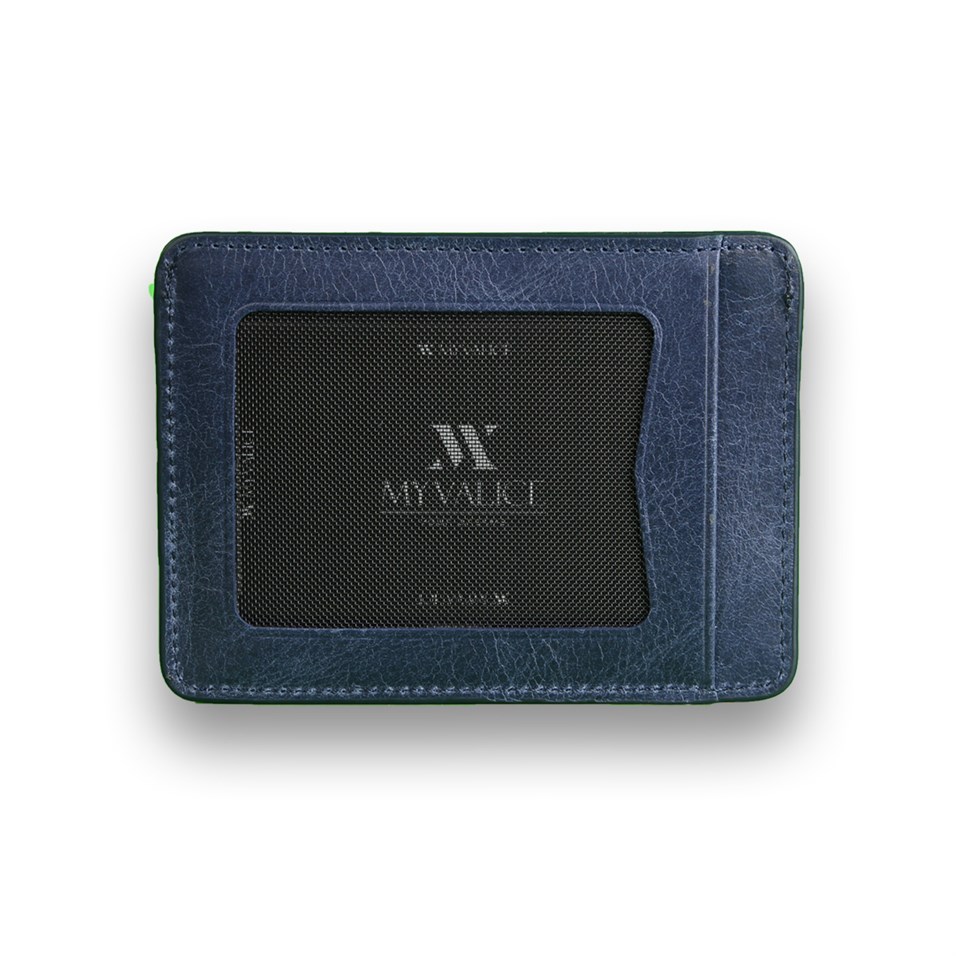 My Valice Men Magnetic Genuine Leather Wallet and Card Holder 1812 Navy  Blue