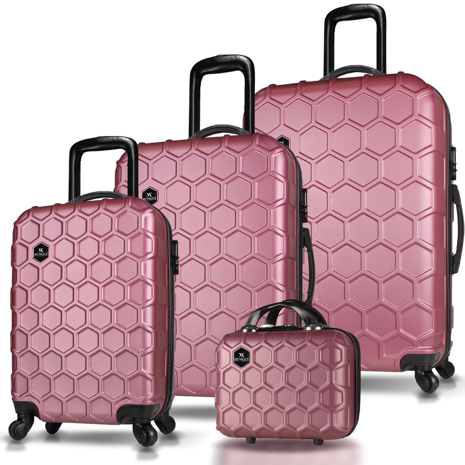 My Valice Honey Abs Kabin Orta Büyük ve Makyaj Boy Rose Gold 4'lü Travel Valiz Seti