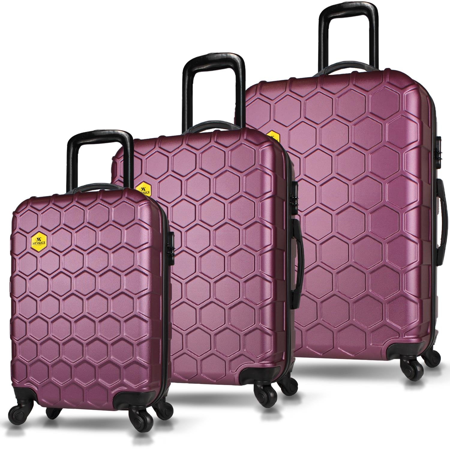 My Valice Honey Abs Cabin Medium and Large Size Set of 3 Luggage Set Fuchsia