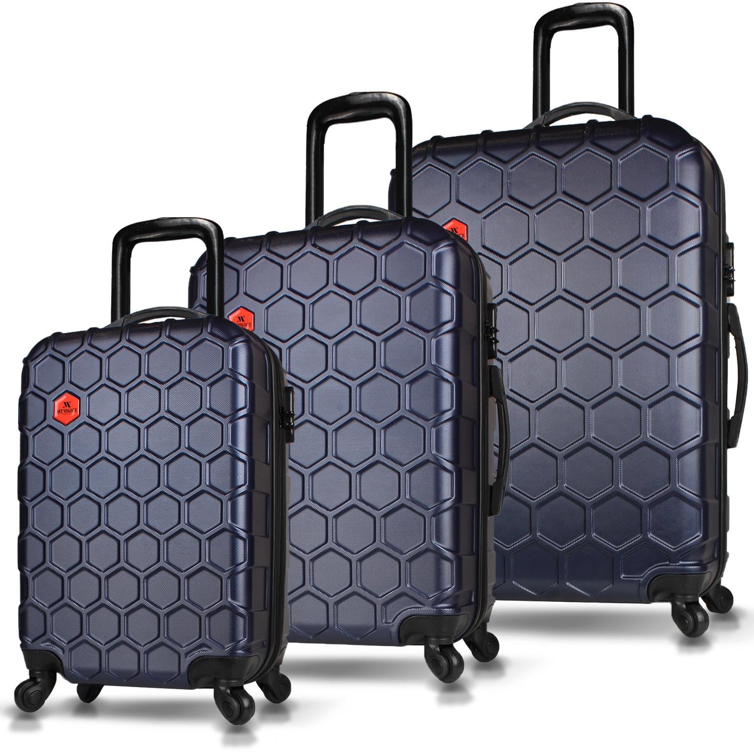 My Valice Honey Abs Cabin Medium and Large Size Set of 3 Luggage Set Navy Blue