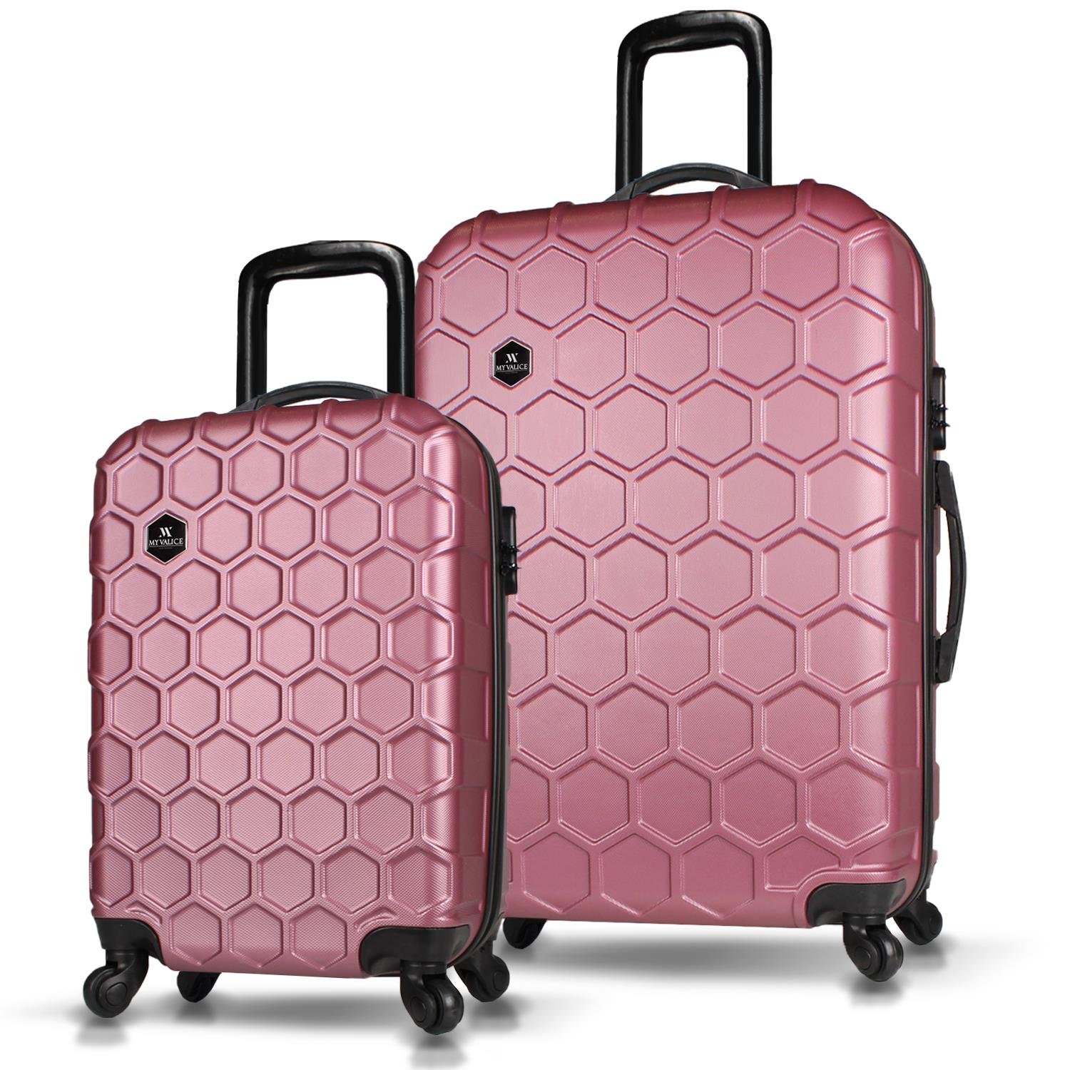 My Valice Honey Abs Cabin and Large Size Set of 2 Luggage Set Rose Gold