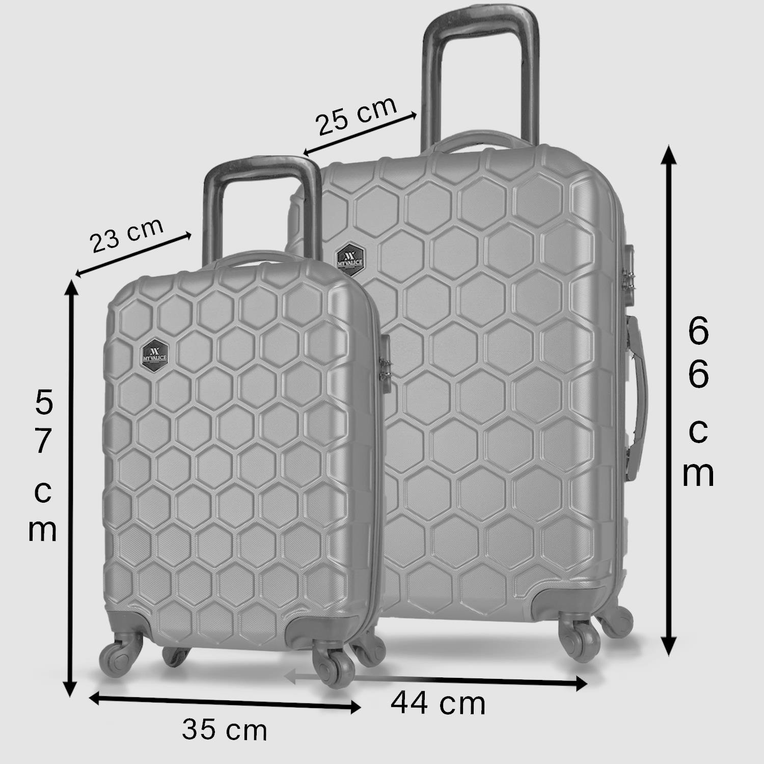 My Valice Honey Abs Cabin and Medium Size Set of 2 Luggage Set Rose Gold