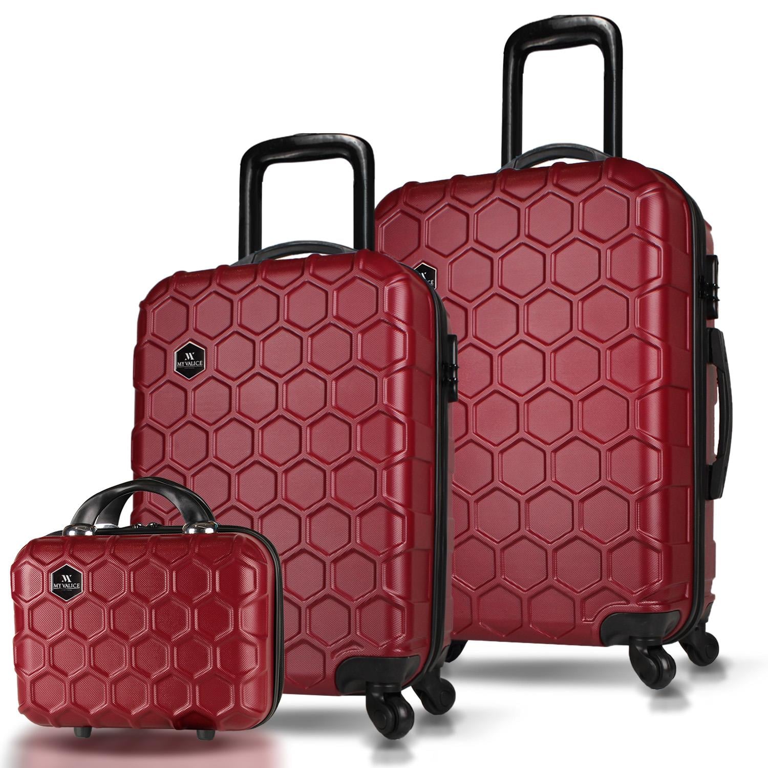 My Valice Honey Abs Makyaj Kabin ve Orta Boy Bordo 3'lü Valiz Seti