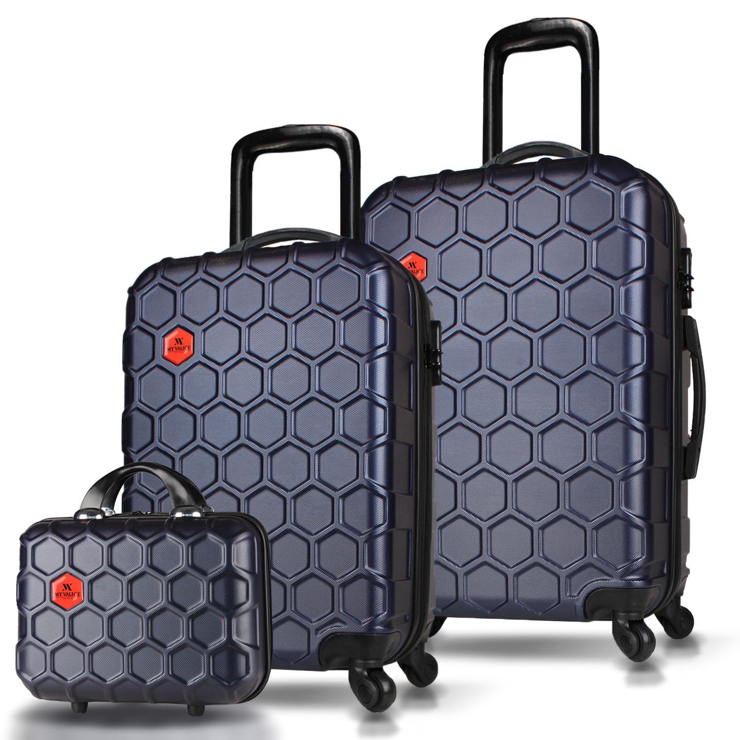 My Valice Honey Abs Makyaj Kabin ve Orta Boy Lacivert 3'lü Valiz Seti
