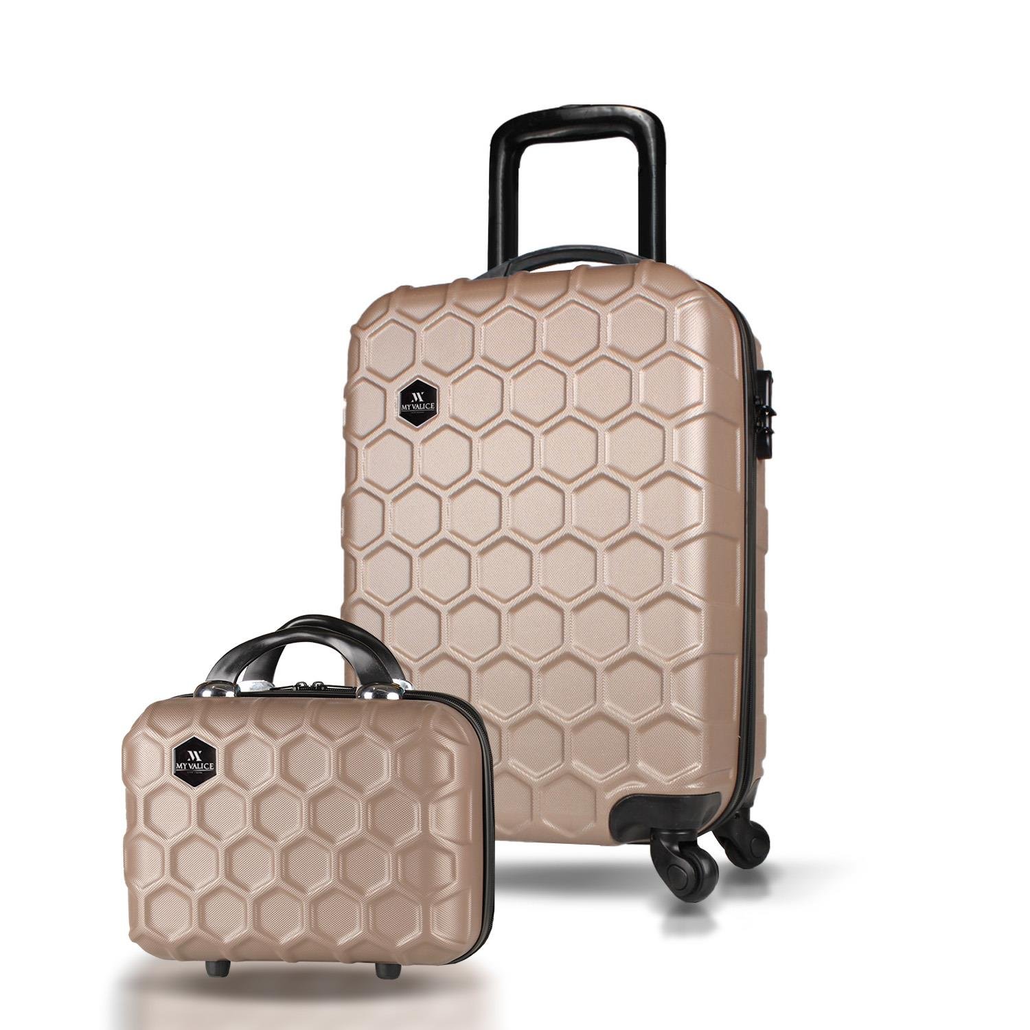 My Valice Honey Abs Makyaj ve Kabin Boy Gold  2'li Valiz Seti