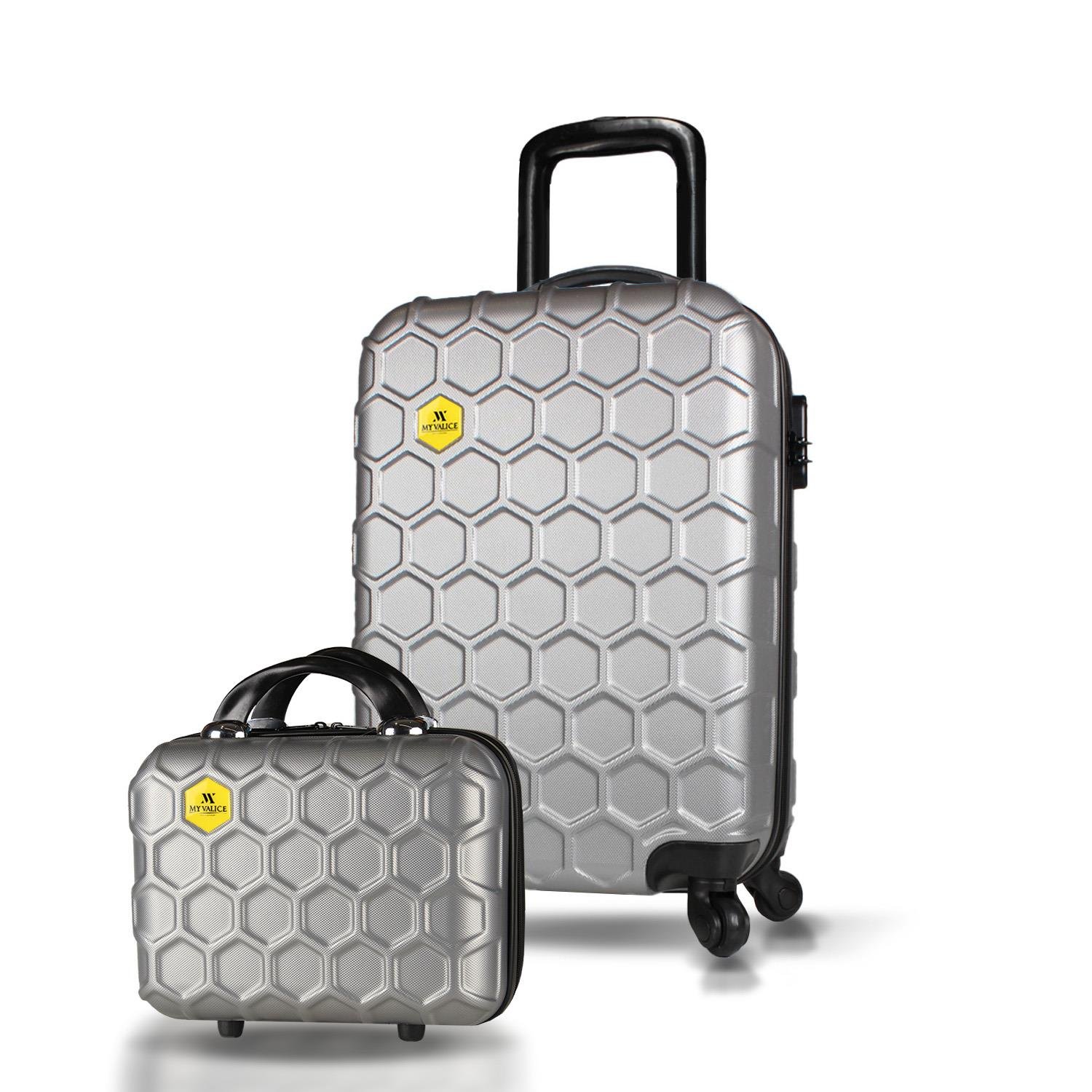 My Valice Honey Abs Makyaj ve Kabin Boy Gri  2'li Valiz Seti