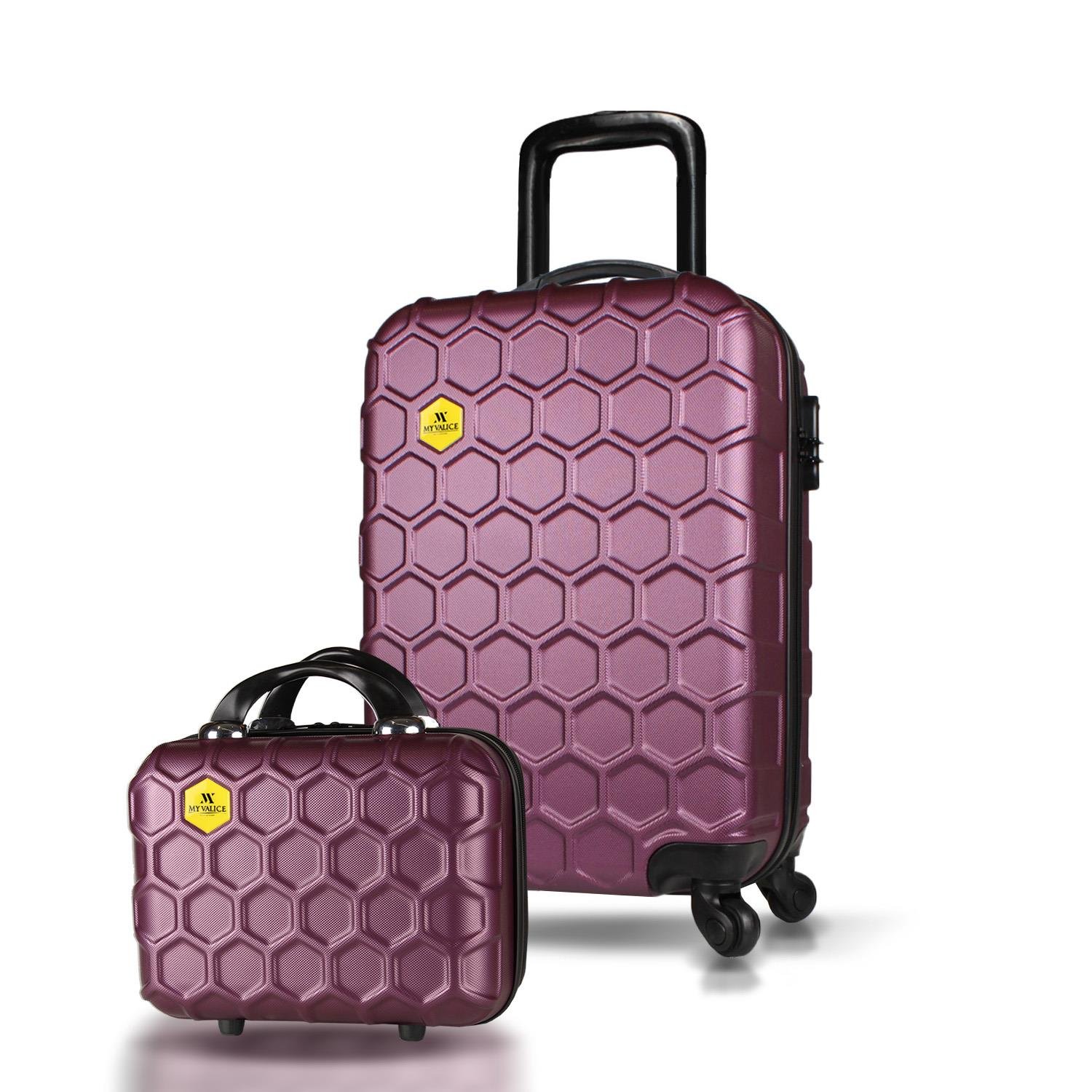 My Valice Honey Abs Makyaj ve Kabin Boy Fuşya 2'li Valiz Seti