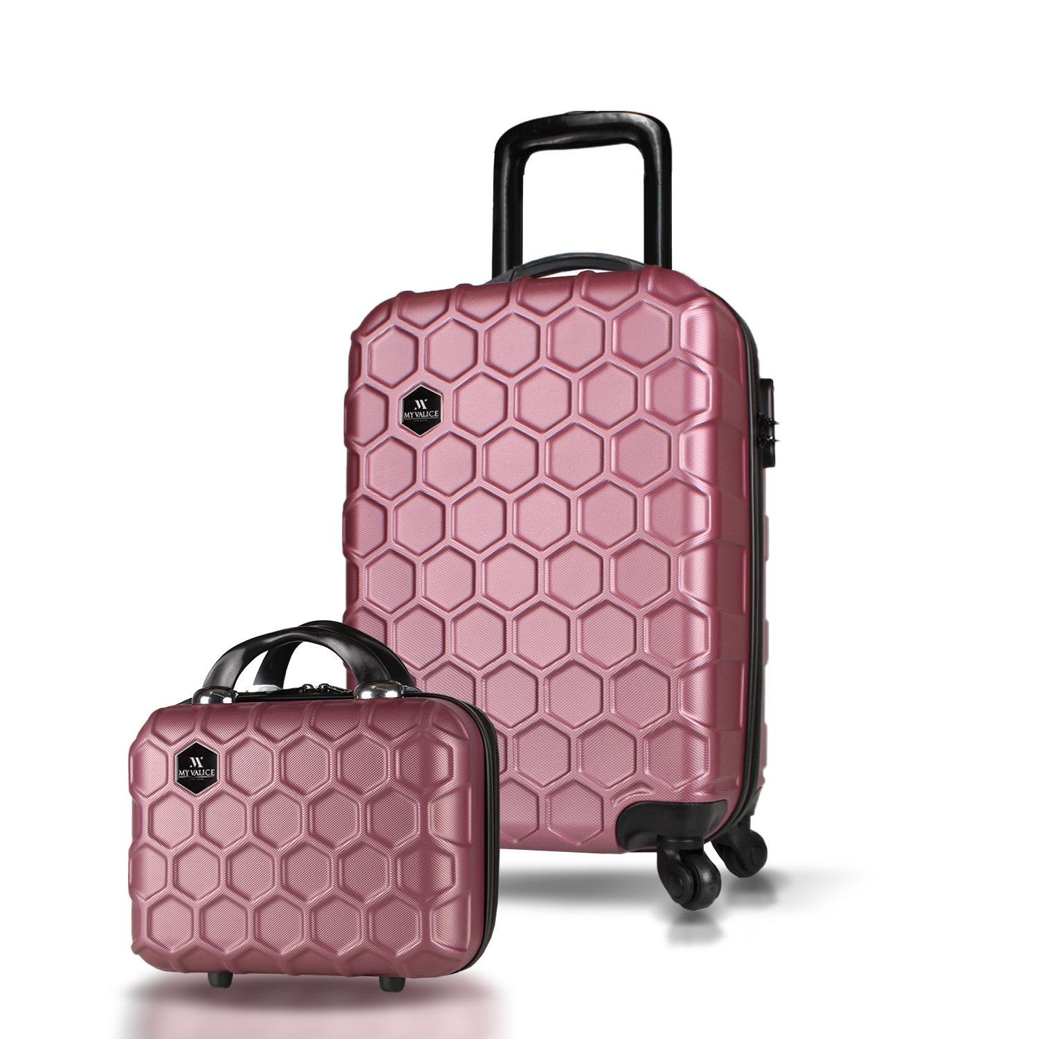 My Valice Honey Abs Makyaj ve Kabin Boy Rose Gold  2'li Valiz Seti