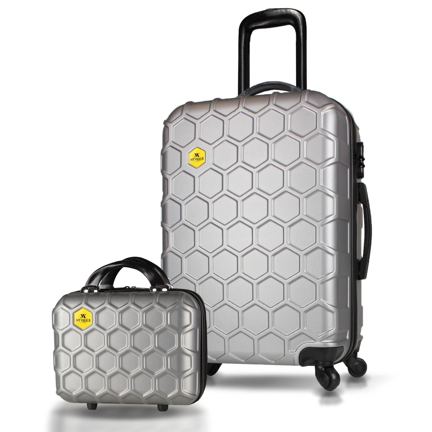 My Valice Honey Abs Makyaj ve Orta Boy Gri  2'li Valiz Seti