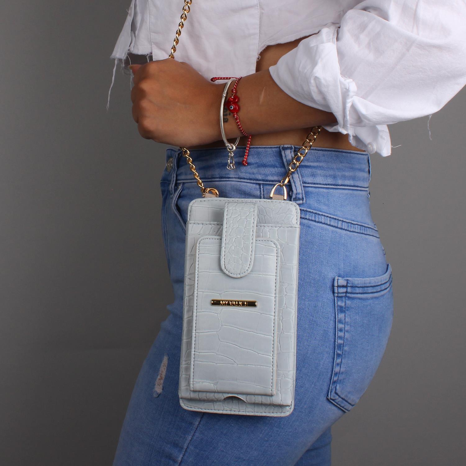 My Valice Kadın Deri Çapraz Cüzdan ve Kartlık Bölmeli Telefon Çantası 1618 Mavi